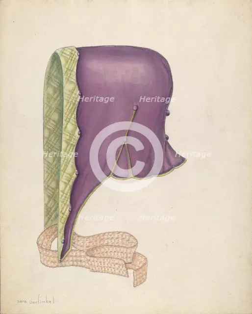 Bonnet, c. 1937. Creator: Sara Garfinkel.