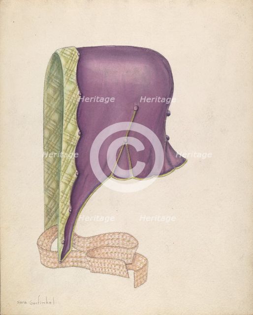 Bonnet, c. 1937. Creator: Sara Garfinkel.