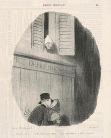Bonsoir chérie...si ton épicier nous voyait..., 19th century. Creator: Honore Daumier