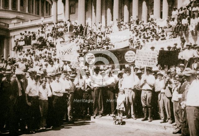 'Bonus Army' demonstrating outside the Capitol, Washington DC, USA, Great Depression, 1932. Artist: Unknown