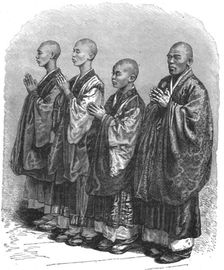 Bonzes praying; A European Sojourn in Japan 1875. Creator: Unknown