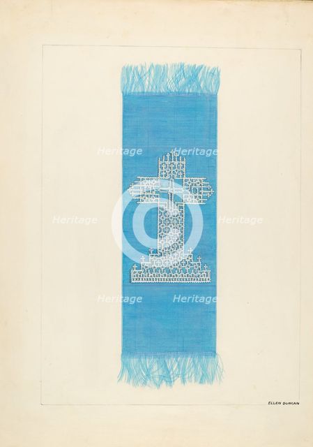 Bookmark with Design of Cardboard, c. 1937. Creator: Ellen Duncan.