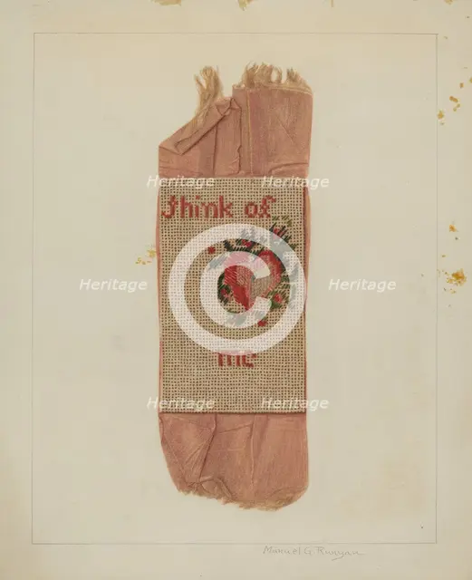 Bookmark (Valentine), c. 1938. Creator: Manuel G. Runyan.