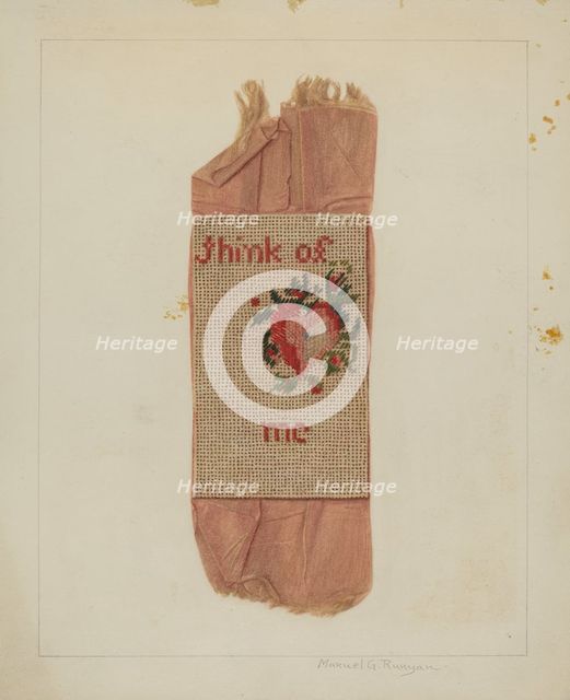 Bookmark (Valentine), c. 1938. Creator: Manuel G. Runyan.