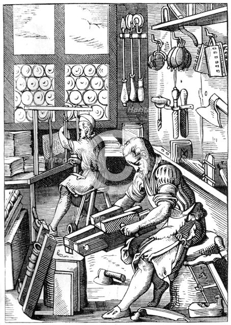 Bookbinder, 16th century (1849).Artist: Jost Amman