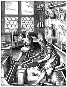 Bookbinders 16th century, (1870).Artist: Jost Amman