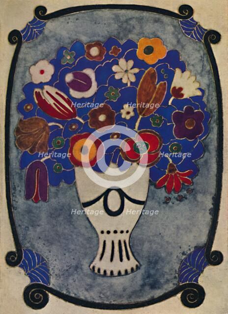 'Bookbinding in Parchment, Tooled and Coloured', 1914. Artist: André Mare.