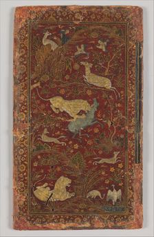Bookbinding with Animals in a Landscape, India, mid-16th century. Creator: Unknown