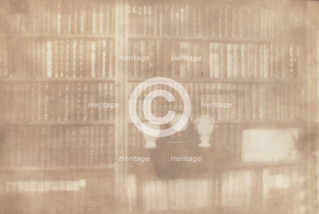 [Bookcase at Lacock Abbey], 1839. Creator: William Henry Fox Talbot.