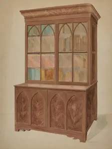 Bookcase - Gothic Type, c. 1937. Creator: Eileen Knox