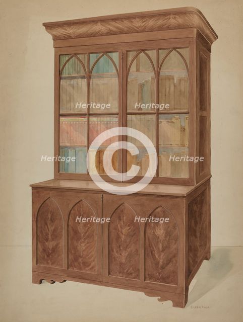 Bookcase - Gothic Type, c. 1937. Creator: Eileen Knox.
