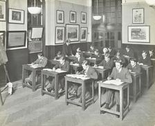 Bookkeeping class for men, Blackheath Road Evening Institute, London, 1914