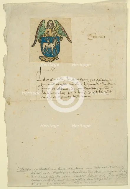 Bookplate of Hildebrand von Brandenburg, c. 1470-80. Creator: Unknown.