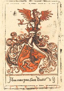 Bookplate of the Abbey of Ottobeuren, c. 1500. Creator: Unknown