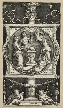 Bookplate of Willibald Pirckheimer, 1529. Creators: Master I.B., Georg Pencz