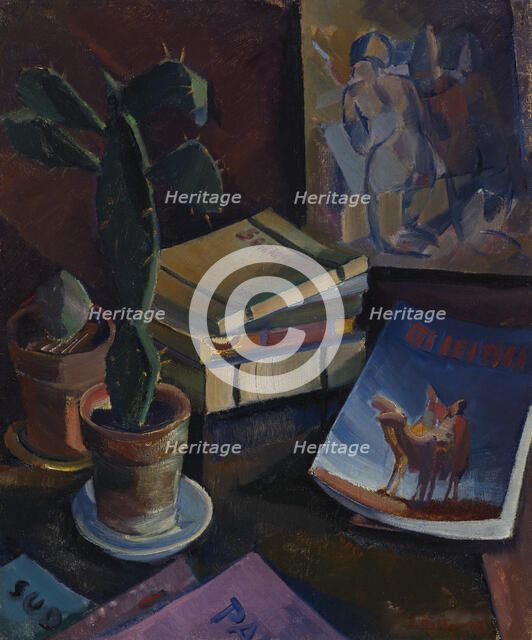 Books on a Table, 1928. Creator: Ilmari Aalto.