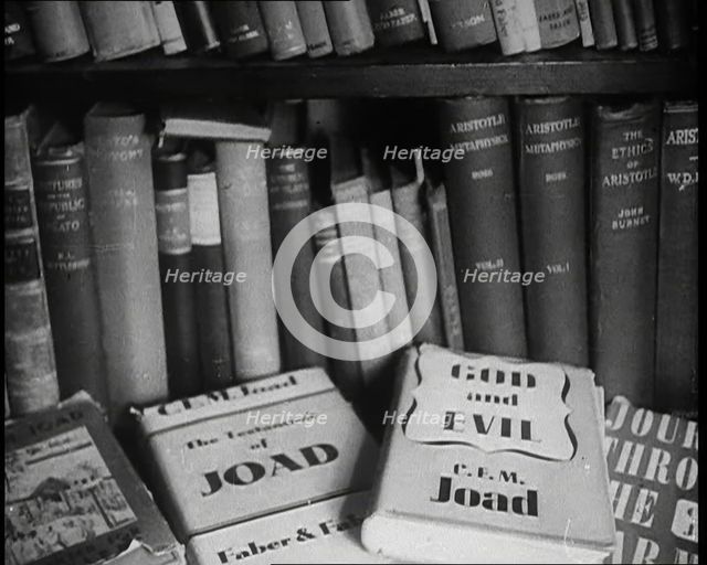 Books on a Bookshelf, 1930s. Creator: British Pathe Ltd.
