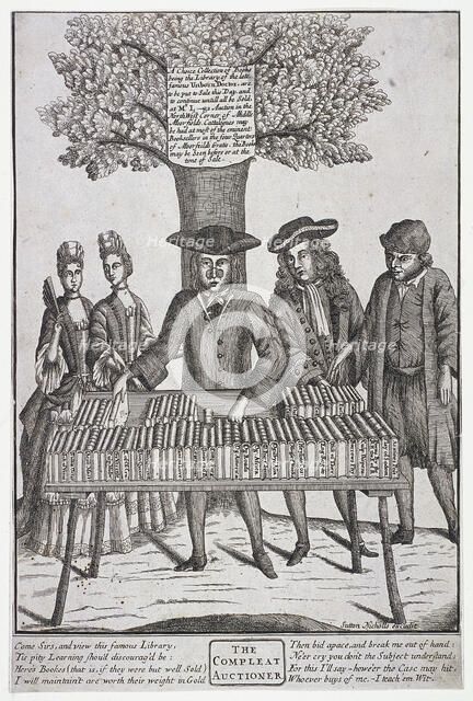 Bookseller at Moorfields, London, c1750. Artist: Sutton Nicholls