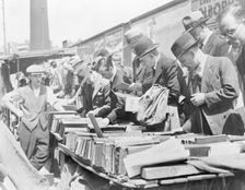Booksellers in Farringdon Road, London. Creator: John H Stone