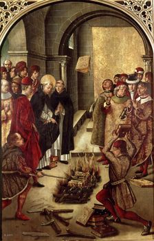 Book Burning or Saint Dominic of Guzman and the Albigensians by Pedro Berruguete