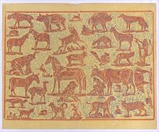 Book cover with overall pattern of animals, 19th century. Creator: Anon