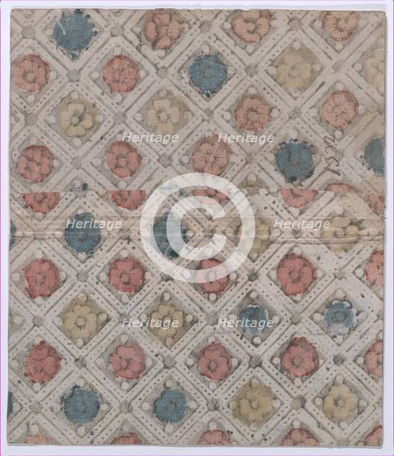 Book cover with overall pattern of rosettes, 19th century. Creator: Anon.