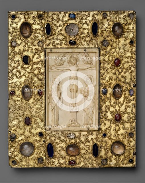 Book Cover (?) with Byzantine Icon of the Crucifixion, Byzantine (ivory); Spanish (setting), 1000 (i Creator: Unknown.