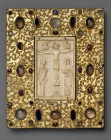 Book Cover (?) with Byzantine Icon of the Crucifixion, Byzantine (ivory); Spanish (setting), 1000 (i Creator: Unknown