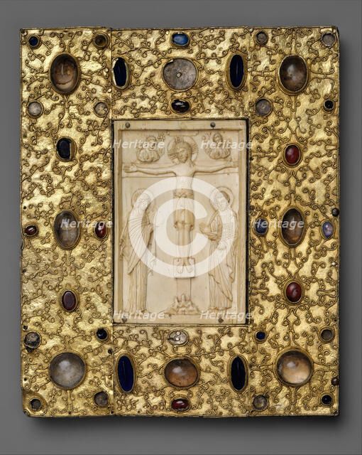 Book Cover (?) with Byzantine Icon of the Crucifixion, Byzantine (ivory); Spanish (setting), 1000 (i Creator: Unknown.