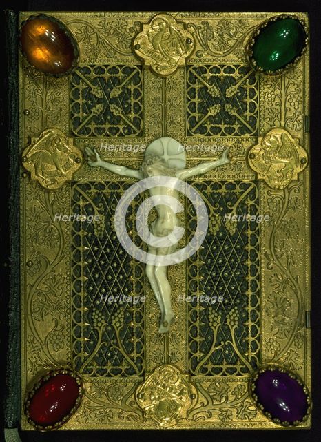 Book cover with crucifixion, 19th century. Creator: Circle of Willem Vrelant.