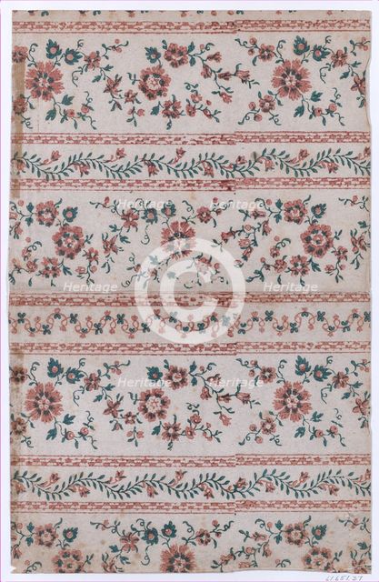 Book cover with two borders with floral patterns, 19th century. Creator: Anon.