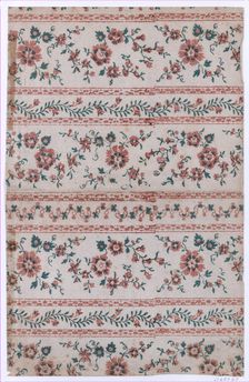 Book cover with two borders with floral patterns, 19th century. Creator: Anon