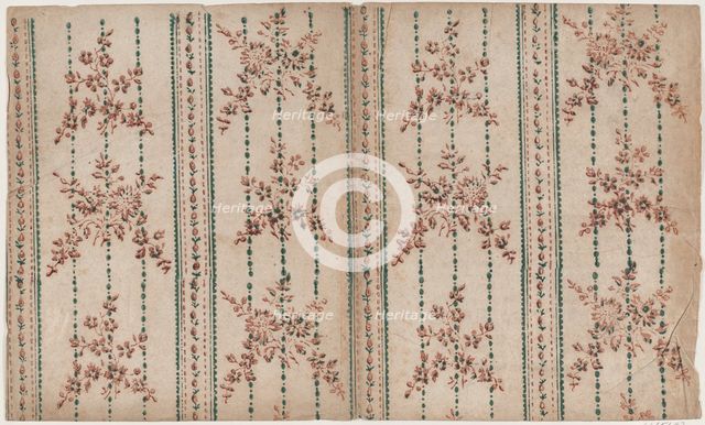 Book cover with two borders with floral patterns, 19th century. Creator: Anon.