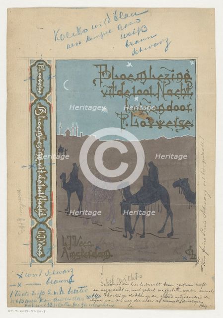 Book cover design for Anthology of One Thousand and One Nights by Pieter Louwerse, 1910 or earlier.  Creator: Louwerse, H.C..