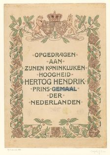 Book cover design for "De Nederlandsche Handel en Nijverheid in woord en beeld", c1901. Creator: Johann Georg van Caspel