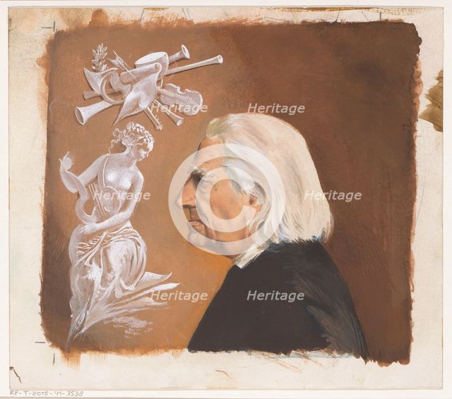 Book cover design for "Frans Liszt. The life of a great composer" by Jean Rousselot, c. 1961.  Creator: Anon.