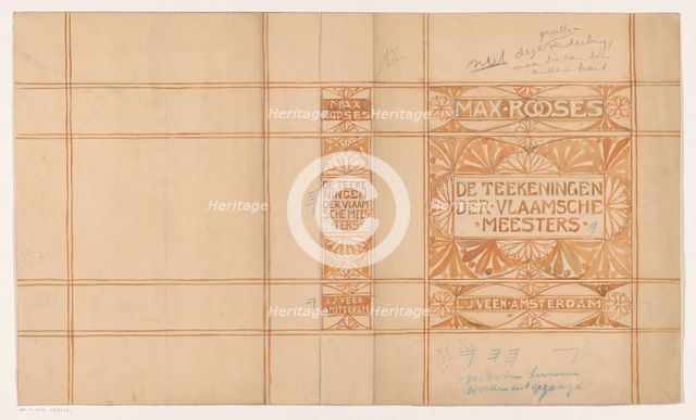 Book cover design for "The Drawings of the Flemish Masters" by Max Rooses, 1900-1915.  Creator: Johann Georg van Caspel.