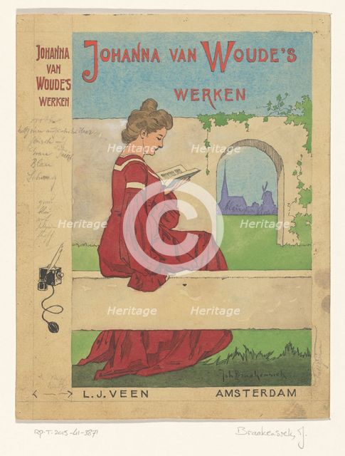 Book cover design for the series: Johanna van Woude's Werken...1905 or earlier. Creator: Johan Coenraad Braakensiek.