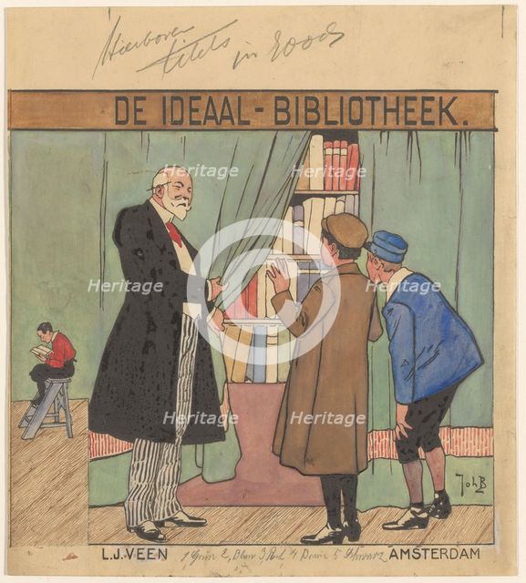 Book cover design for the series: "The Ideal Library" of publishing company..., 1914 or earlier.. Creator: Johan Coenraad Braakensiek.