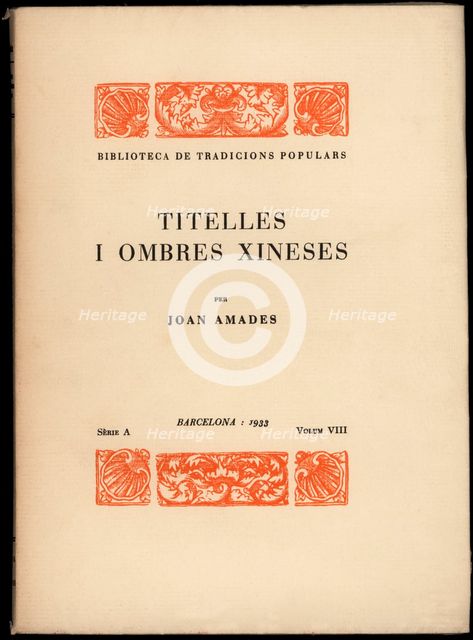 Book cover of 'Titelles i ombres xineses' by Joan Amades, published by the Biblioteca de Tradicio…