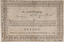 Book Label for Mrs. Judith Hackam, 19th century., 19th century. Creator: Anon
