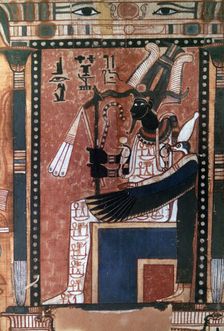 Book of the Dead of the scribe Nebqed, detail of the deceased before Osiris, 18th Dynasty
