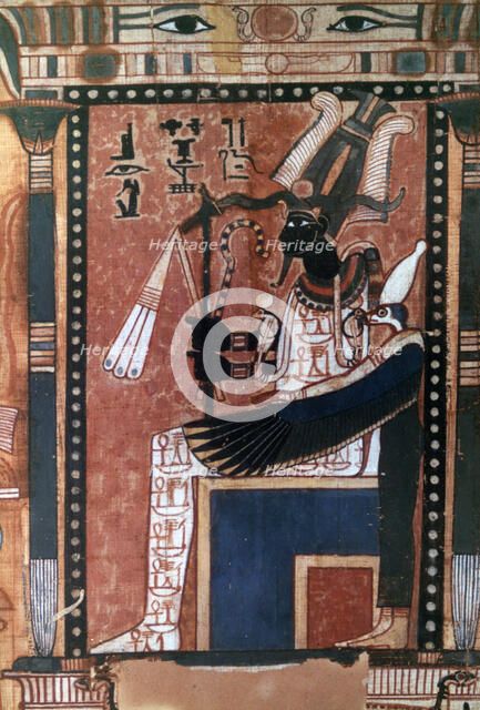 Book of the Dead of the scribe Nebqed, detail of the deceased before Osiris, 18th Dynasty. Artist: Unknown