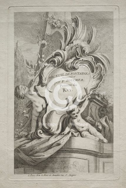 Book of Fountains: No. 1, Title Page, c. 1736. Creator: Gabriel Huquier (French, 1695-1772).