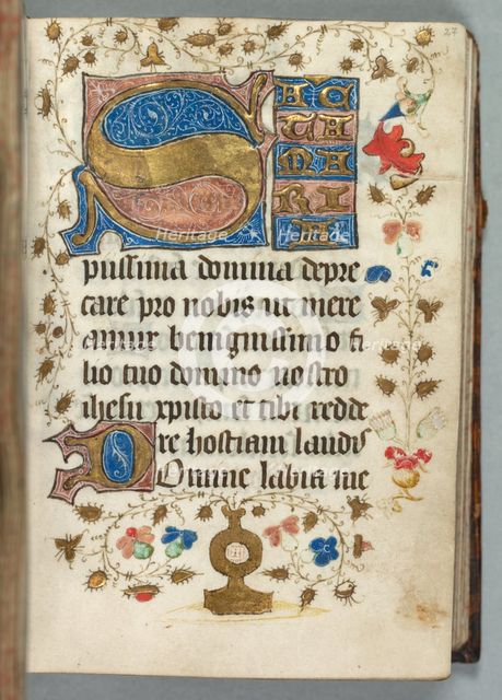 Book of Hours (Use of Metz): Fol. 27r, Decorated Initials, c. 1440. Creator: Unknown.
