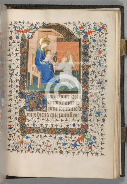 Book of Hours (Use of Paris): Fol. 198r, Madonna and Child with Angel, c. 1420. Creator: The Bedford Master (French, Paris, active c. 1405-30), possibly studio or workshop of.