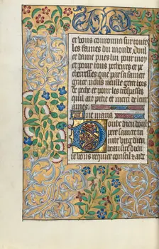 Book of Hours (Use of Rouen): fol. 151v, Elaborate Border of Foliage, c. 1470. Creator: Master of the Geneva Latini (French, active Rouen, 1460-80)