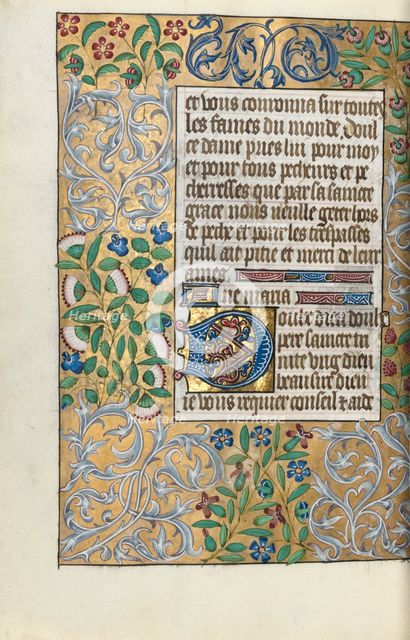 Book of Hours (Use of Rouen): fol. 151v, Elaborate Border of Foliage, c. 1470. Creator: Master of the Geneva Latini (French, active Rouen, 1460-80).