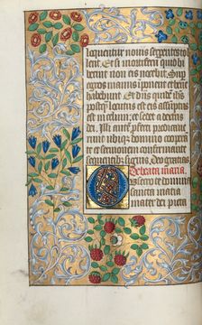 Book of Hours (Use of Rouen): fol. 18v, Large Initial O with Elaborate Border, c. 1470. Creator: Master of the Geneva Latini (French, active Rouen, 1460-80)