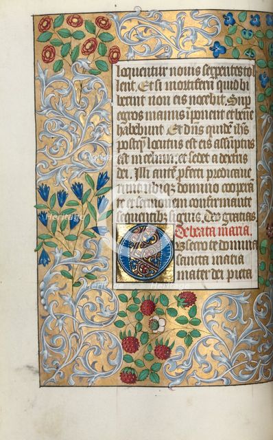 Book of Hours (Use of Rouen): fol. 18v, Large Initial O with Elaborate Border, c. 1470. Creator: Master of the Geneva Latini (French, active Rouen, 1460-80).